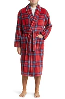 Majestic International Plaid Shawl Collar Fleece Robe Cherry at Nordstrom,