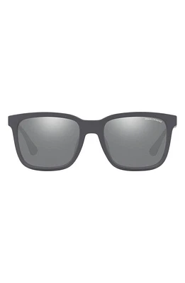 Armani Exchange 55mm Mirrored Polarized Rectangular Sunglasses in Matte Grey at Nordstrom