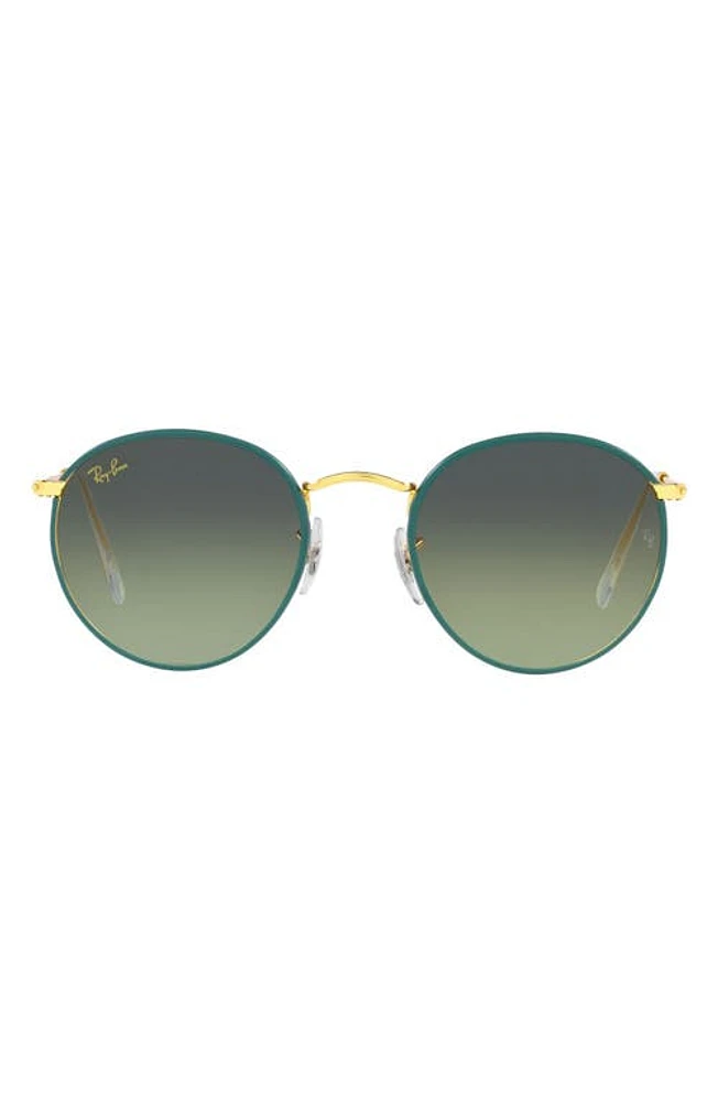 Ray-Ban Crystal Phantos 50mm Gradient Round Sunglasses in Gold/Green Gradient Blue at Nordstrom