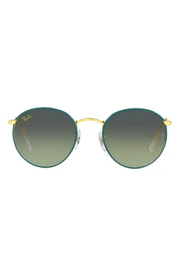 Ray-Ban Crystal Phantos 50mm Gradient Round Sunglasses in Gold/Green Gradient Blue at Nordstrom