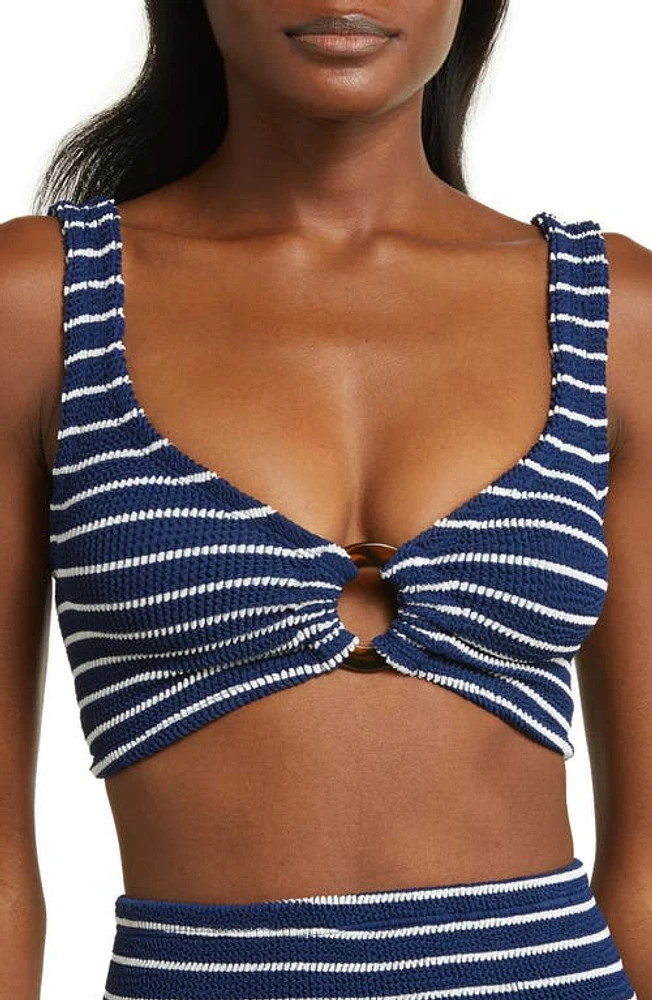 Hunza G Nadine Stripe Two-Piece Swimsuit in Navy/White at Nordstrom