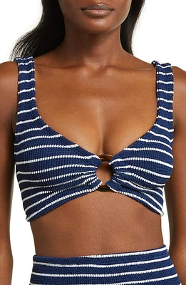 Hunza G Nadine Stripe Two-Piece Swimsuit in Navy/White at Nordstrom