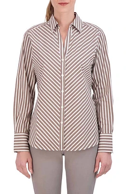 Foxcroft Mary Stripe Stretch Button-Up Shirt at Nordstrom