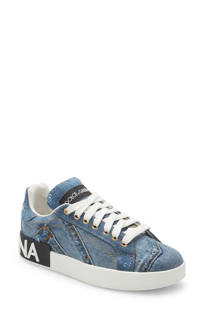 Dolce & Gabbana Portofino Denim Sneaker in 80650 Blue at Nordstrom, Size 6Us