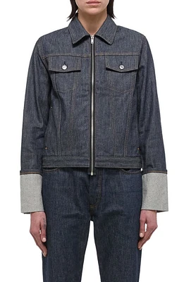 Helmut Lang Wide Sleeve Cuff Denim Trucker Jacket Raw Indigo at Nordstrom,