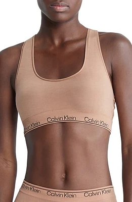 Calvin Klein Logo Racerback Bralette in Sandalwood at Nordstrom, Size X-Large