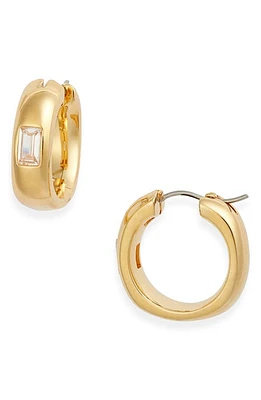 Nordstrom Cubic Zirconia Inlay Square Hoop Earrings in 14K Gold Plated at Nordstrom