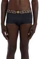 Versace Greca Band Swim Briefs in Black Gold Greek Key at Nordstrom, Size 7