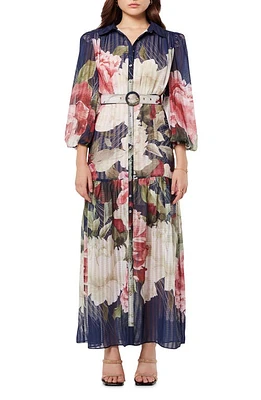 Elliatt Upstage Floral Print Maxi Shirtdress Blue Multi at Nordstrom,