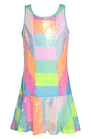 Hannah Banana Kids' Colorblock Sequin Dress Neon Pink at Nordstrom,