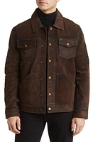 Frye Leather Trucker Jacket in Dark Brown at Nordstrom, Size Large