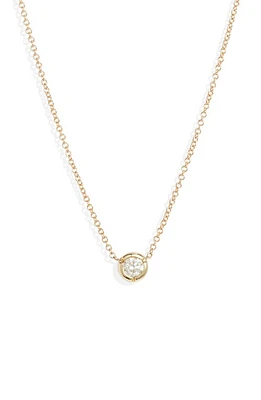 Bony Levy Small Bezel Diamond Solitaire Necklace in Yellow Gold/Diamond at Nordstrom, Size 18 In