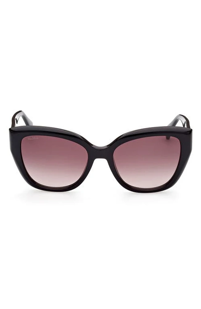 Max Mara 54mm Cat Eye Sunglasses in Shiny Black /Gradient Brown at Nordstrom