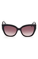 Max Mara 54mm Cat Eye Sunglasses in Shiny Black /Gradient Brown at Nordstrom