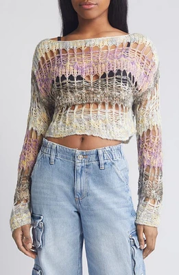 BDG Urban Outfitters Stripe Open Stitch Sweater Natural Multi at Nordstrom,