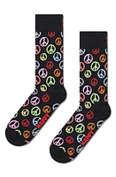 Happy Socks Peace Sign Socks in Black at Nordstrom