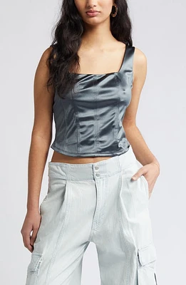 Open Edit Satin Corset Tank at Nordstrom,