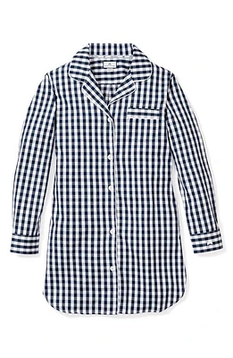 Petite Plume Gingham Cotton Nightshirt Navy at Nordstrom,