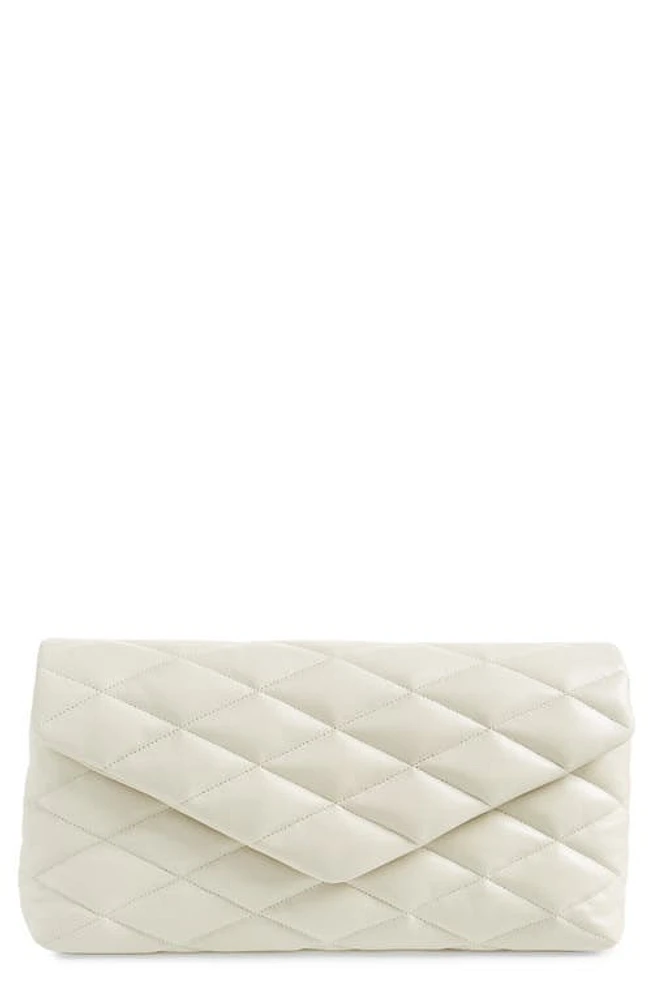 Saint Laurent Sade Leather Puffer Clutch in Crema Soft at Nordstrom