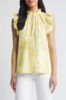 caslon(r) Flounce Sleeve Cotton Gauze Top at Nordstrom,