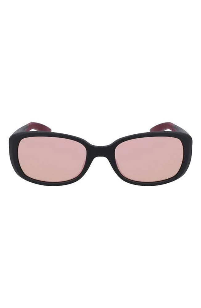 Nike Epic Breeze 135mm Rectangular Sunglasses in Matte Black/Rose Gold Mirror at Nordstrom