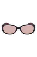 Nike Epic Breeze 135mm Rectangular Sunglasses in Matte Black/Rose Gold Mirror at Nordstrom