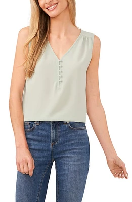 CeCe Half Placket Sleeveless Top Light Sage Green at Nordstrom,