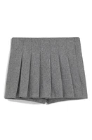 MANGO Pleated Wool Blend Miniskort Grey at Nordstrom,