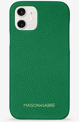 MAISON de SABRÉ Leather Phone Case in Emerald Green at Nordstrom, Size Iphone 12