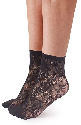 Pretty Polly Sheer Lace Ankle Socks in Black at Nordstrom