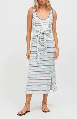 Electric & Rose Camron Pacific Stripe Tie Waist Terry Cloth Maxi Dress Sky Blue at Nordstrom,