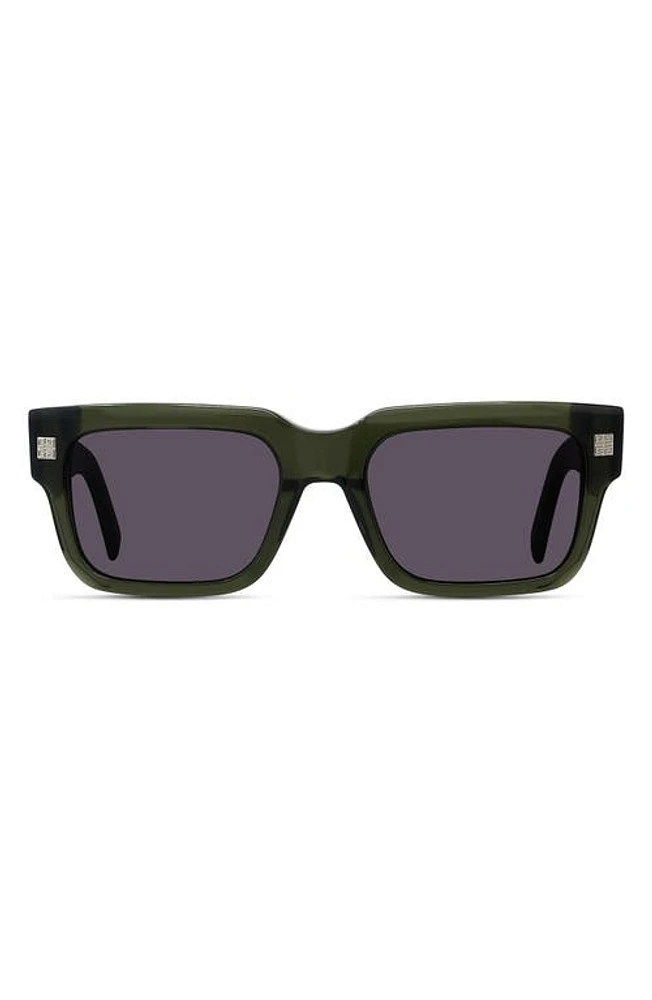 Givenchy GV Day 53mm Square Sunglasses in Shiny Dark Green /Smoke at Nordstrom