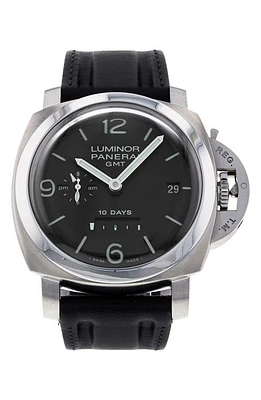 Watchfinder & Co. Panerai Preowned Manifattura Luminor Leather Strap Watch, 44mm in Black at Nordstrom