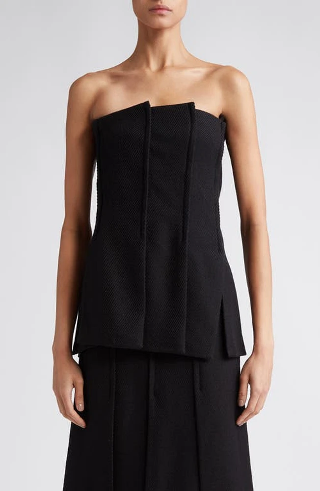 Proenza Schouler Textured Twill Paneled Bustier Top Black at Nordstrom,