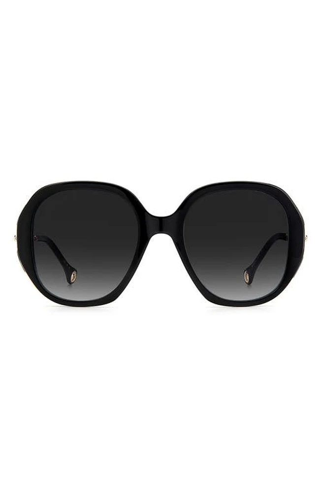 Carolina Herrera Round Sunglasses in Black/Grey Shaded at Nordstrom