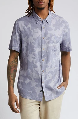 Rails Carson Floral Print Short Sleeve Linen Blend Button-Up Shirt Garden Sands Orchid at Nordstrom,