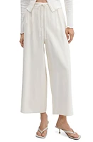 MANGO Tie Belt Wide Leg Pants Off White at Nordstrom,