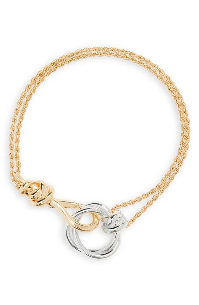 Bottega Veneta Knot Chain Bracelet Silver/Yellow Gold at Nordstrom,