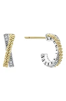 LAGOS Caviar Lux Diamond Crossover Hoop Earrings in Silver/Diamond at Nordstrom