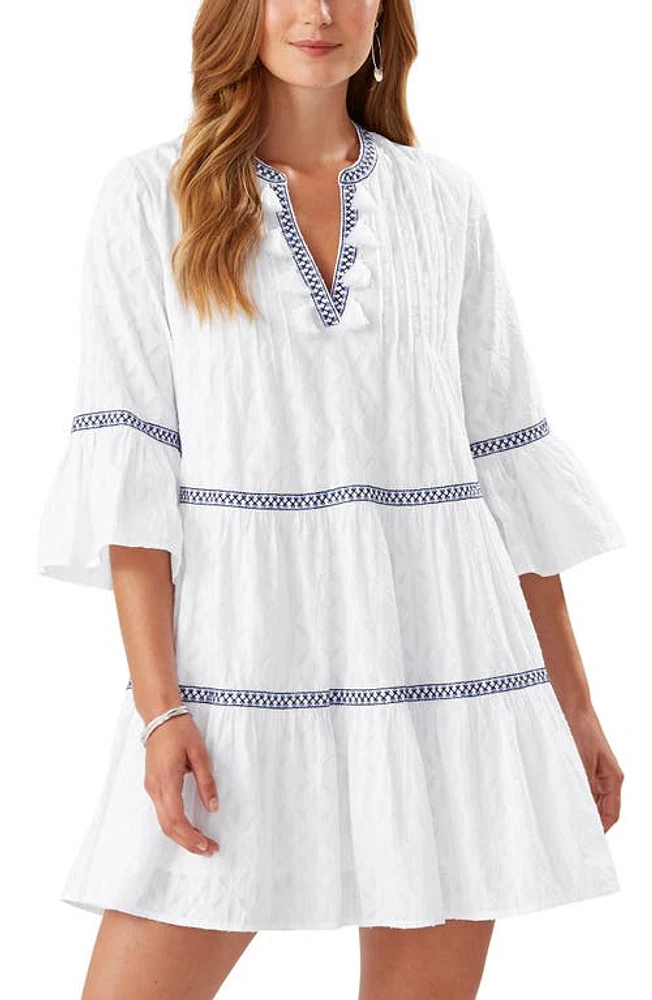 Tommy Bahama Embroidered Tiered Cotton Dress at Nordstrom,