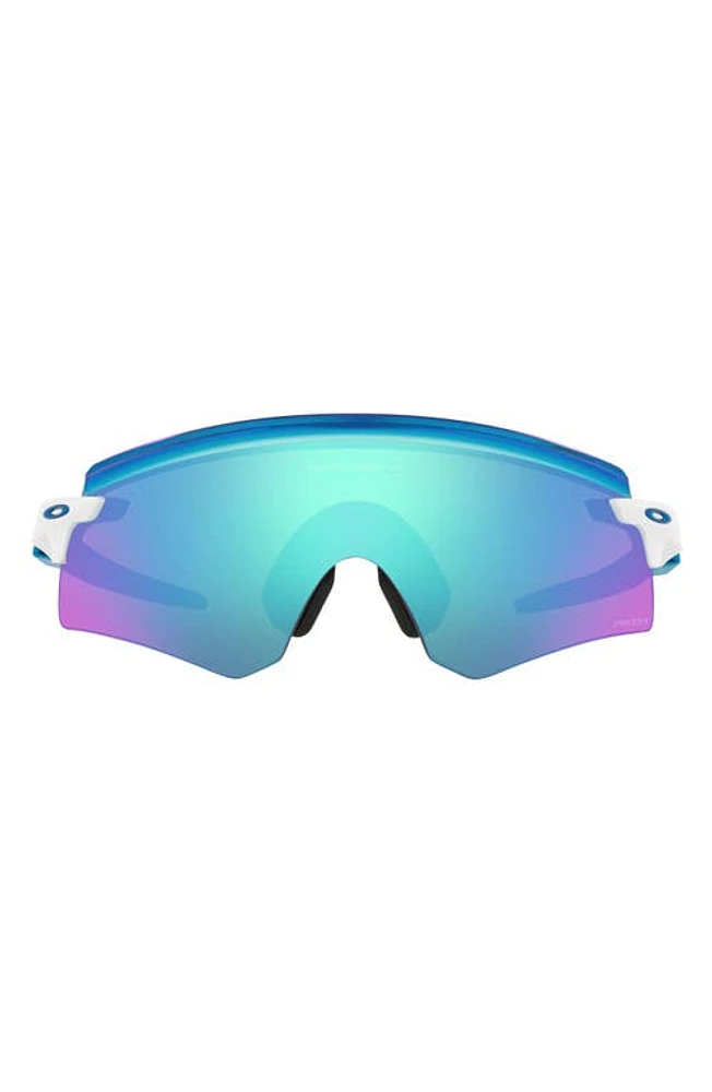 Oakley Encoder 136mm Prizm Rimless Wrap Shield Sunglasses in Polished White/Prizm Sapphire at Nordstrom