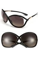 TOM FORD Whitney 64mm Oversize Polarized Sunglasses in Shiny Black at Nordstrom