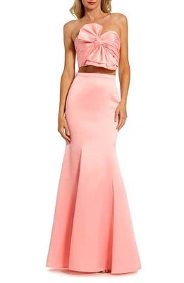 Mac Duggal Bow Satin Two-Piece Mermaid Gown Petal Pink at Nordstrom,