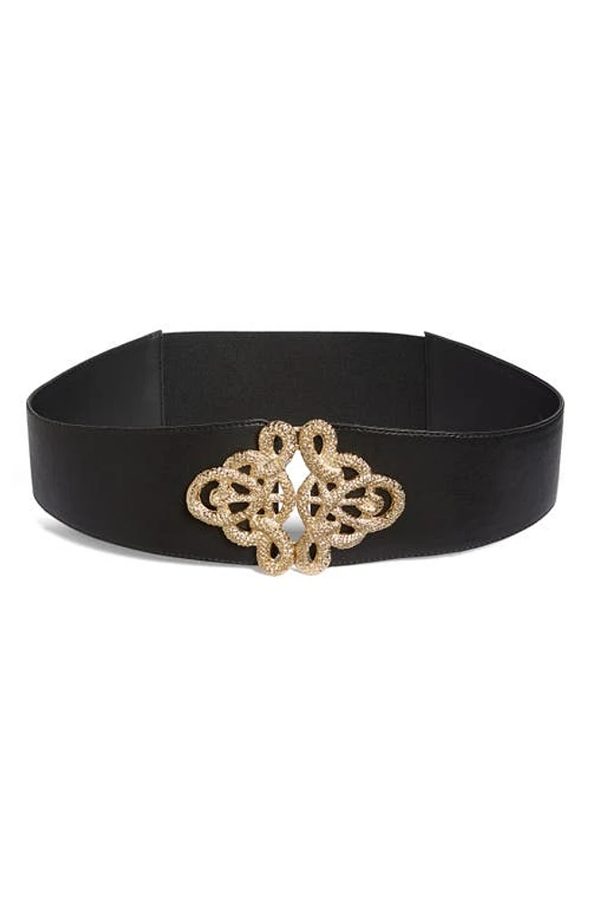 Raina Christian Snake Leather Belt in Black at Nordstrom