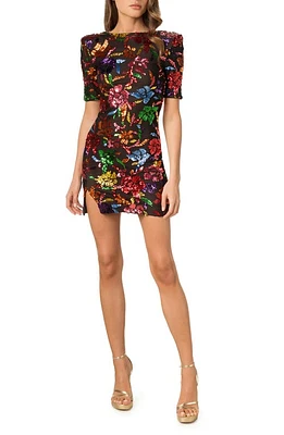 Dress the Population Maddox Floral Sequin Minidress Black Multi at Nordstrom,