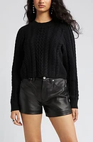 Open Edit Mix Stitch Boxy Sweater in Black at Nordstrom, Size X-Large