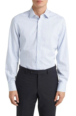 Charles Tyrwhitt Slim Fit Non-Iron Stripe Twill Dress Shirt Cornflower Blue at Nordstrom, 