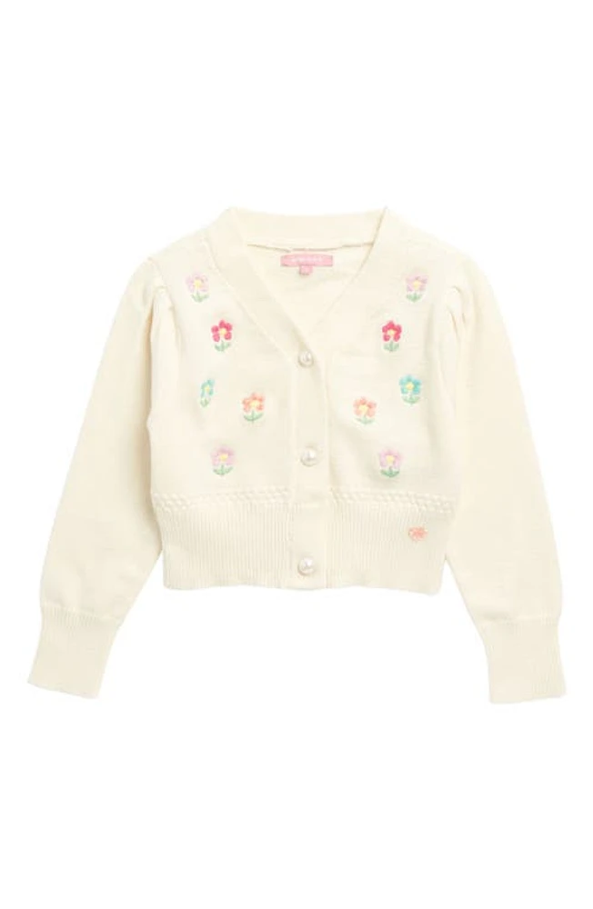 bcbg Kids' Floral Embroidered Cardigan Egret at Nordstrom, 6