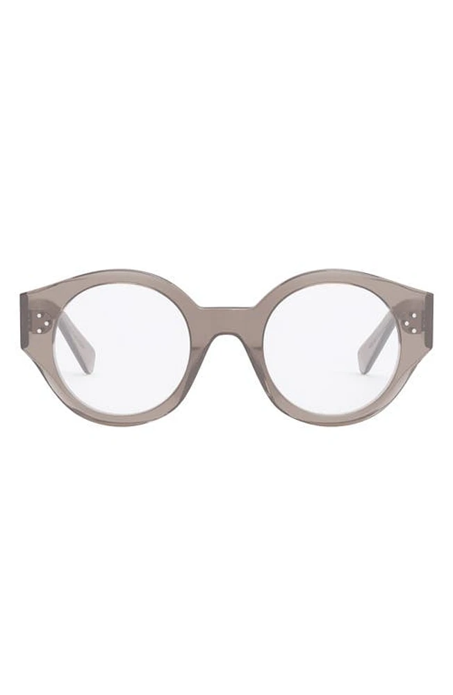 CELINE 48mm Bold Round Optical Glasses in Light Brown/Other at Nordstrom