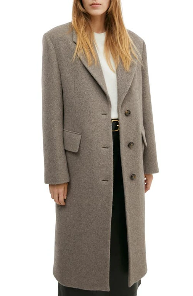 MANGO Wool Blend Topcoat in Medium Brown at Nordstrom, Size Large